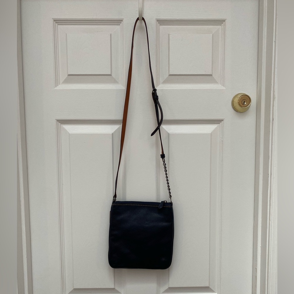 Coach Denim & Leather Blue Crossbody w Leather-and-Chain  Adjustable Strap - Picture 4 of 12